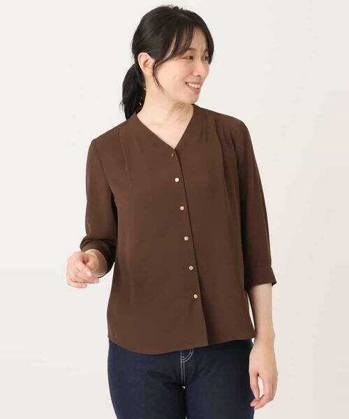 OFUON / オフオン シャツ・ブラウス | サテンジョーゼットVネックブラウス/UVカット/接触冷感/洗濯機で洗える/WEB限定サイズあり | 詳細10
