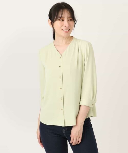 OFUON / オフオン シャツ・ブラウス | サテンジョーゼットVネックブラウス/UVカット/接触冷感/洗濯機で洗える/WEB限定サイズあり | 詳細19