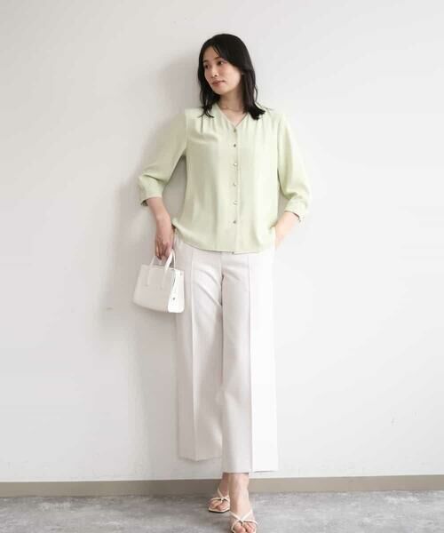 OFUON / オフオン シャツ・ブラウス | サテンジョーゼットVネックブラウス/UVカット/接触冷感/洗濯機で洗える/WEB限定サイズあり | 詳細5