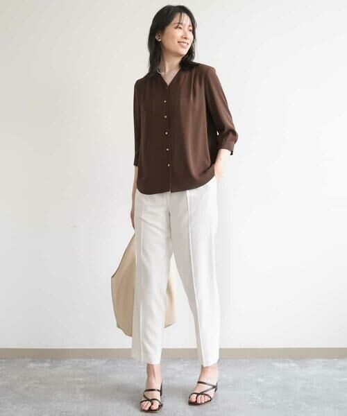 OFUON / オフオン シャツ・ブラウス | サテンジョーゼットVネックブラウス/UVカット/接触冷感/洗濯機で洗える/WEB限定サイズあり | 詳細7