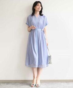 OFUON / オフオン ロング・マキシ丈ワンピース | キーネックシアーワンピース/洗濯機で洗える/WEB限定サイズあり