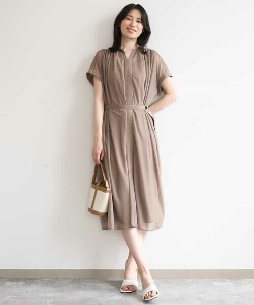 OFUON / オフオン ロング・マキシ丈ワンピース | キーネックシアーワンピース/洗濯機で洗える/WEB限定サイズあり | 詳細1