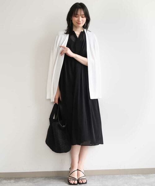 OFUON / オフオン ロング・マキシ丈ワンピース | キーネックシアーワンピース/洗濯機で洗える/WEB限定サイズあり | 詳細11