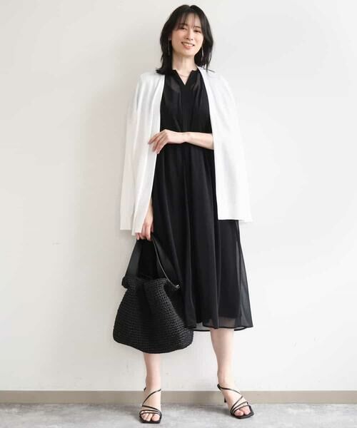 OFUON / オフオン ロング・マキシ丈ワンピース | キーネックシアーワンピース/洗濯機で洗える/WEB限定サイズあり | 詳細12