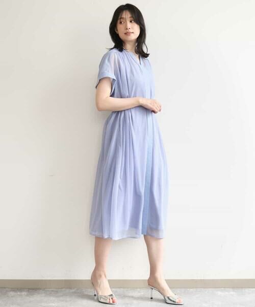 OFUON / オフオン ロング・マキシ丈ワンピース | キーネックシアーワンピース/洗濯機で洗える/WEB限定サイズあり | 詳細13