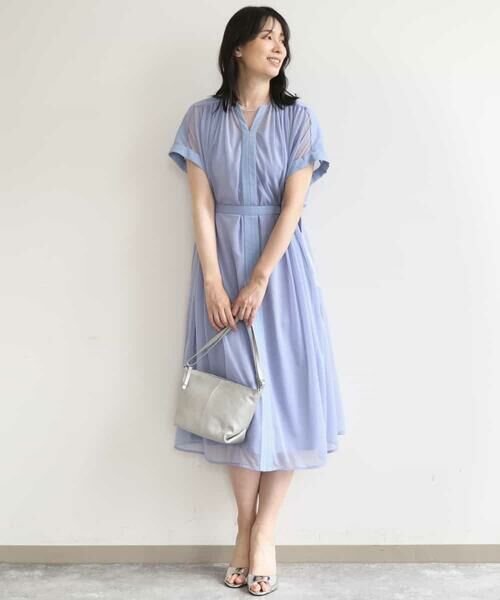 OFUON / オフオン ロング・マキシ丈ワンピース | キーネックシアーワンピース/洗濯機で洗える/WEB限定サイズあり | 詳細14