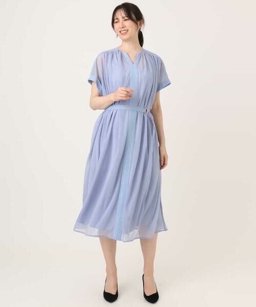 OFUON / オフオン ロング・マキシ丈ワンピース | キーネックシアーワンピース/洗濯機で洗える/WEB限定サイズあり | 詳細15