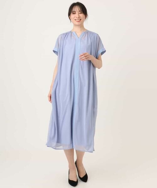 OFUON / オフオン ロング・マキシ丈ワンピース | キーネックシアーワンピース/洗濯機で洗える/WEB限定サイズあり | 詳細24