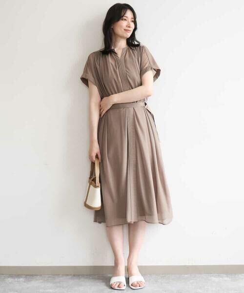 OFUON / オフオン ロング・マキシ丈ワンピース | キーネックシアーワンピース/洗濯機で洗える/WEB限定サイズあり | 詳細3