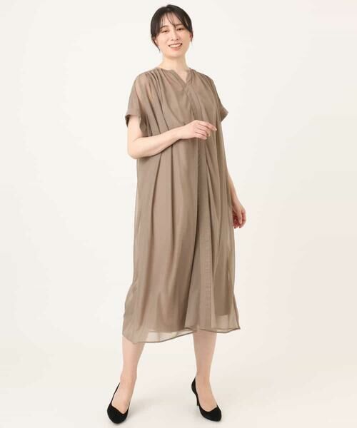 OFUON / オフオン ロング・マキシ丈ワンピース | キーネックシアーワンピース/洗濯機で洗える/WEB限定サイズあり | 詳細30
