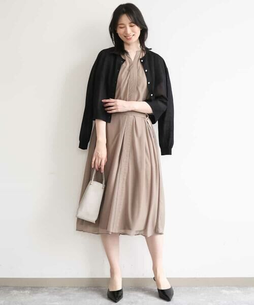 OFUON / オフオン ロング・マキシ丈ワンピース | キーネックシアーワンピース/洗濯機で洗える/WEB限定サイズあり | 詳細5