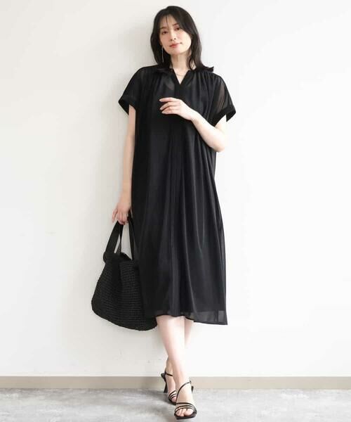 OFUON / オフオン ロング・マキシ丈ワンピース | キーネックシアーワンピース/洗濯機で洗える/WEB限定サイズあり | 詳細7