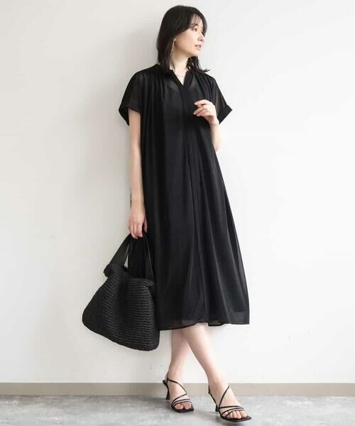 OFUON / オフオン ロング・マキシ丈ワンピース | キーネックシアーワンピース/洗濯機で洗える/WEB限定サイズあり | 詳細8