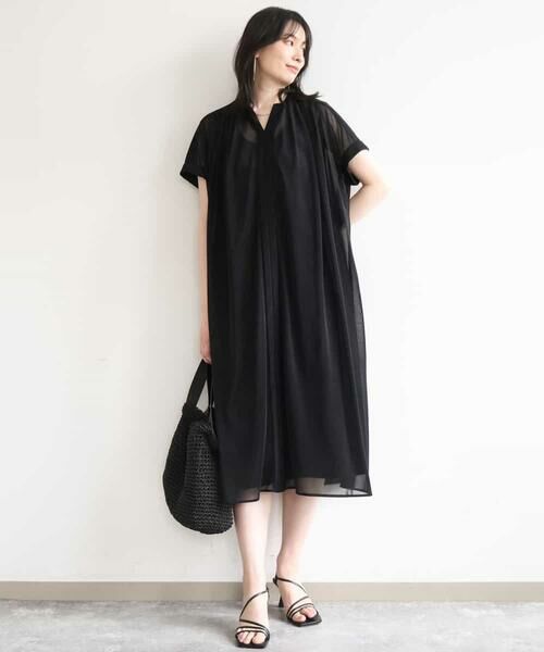 OFUON / オフオン ロング・マキシ丈ワンピース | キーネックシアーワンピース/洗濯機で洗える/WEB限定サイズあり | 詳細9