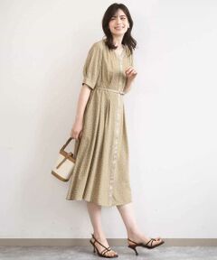 OFUON / オフオン ロング・マキシ丈ワンピース | ドット柄ウエストタックワンピース/洗濯機で洗える/WEB限定サイズあり