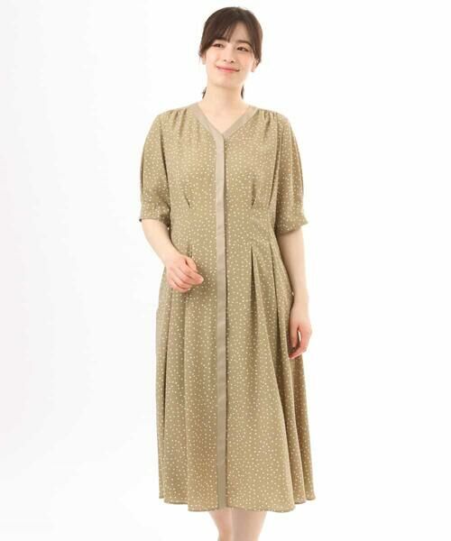 OFUON / オフオン ロング・マキシ丈ワンピース | ドット柄ウエストタックワンピース/洗濯機で洗える/WEB限定サイズあり | 詳細19