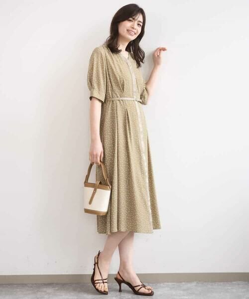 OFUON / オフオン ロング・マキシ丈ワンピース | ドット柄ウエストタックワンピース/洗濯機で洗える/WEB限定サイズあり | 詳細5