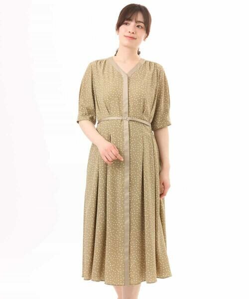 OFUON / オフオン ロング・マキシ丈ワンピース | ドット柄ウエストタックワンピース/洗濯機で洗える/WEB限定サイズあり | 詳細6