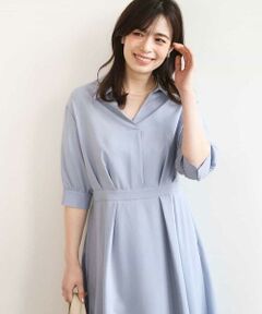 OFUON / オフオン ロング・マキシ丈ワンピース | 六分袖スキッパーワンピース/UVカット/洗濯機で洗える/WEB限定サイズあり