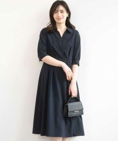 OFUON / オフオン ロング・マキシ丈ワンピース | 六分袖スキッパーワンピース/UVカット/洗濯機で洗える/WEB限定サイズあり