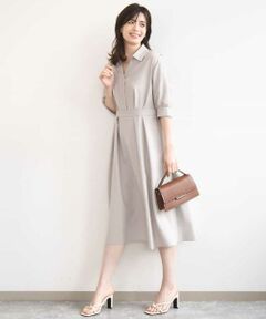 OFUON / オフオン ロング・マキシ丈ワンピース | 六分袖スキッパーワンピース/UVカット/洗濯機で洗える/WEB限定サイズあり