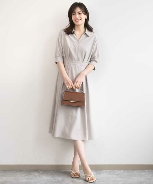 OFUON / オフオン ロング・マキシ丈ワンピース | 六分袖スキッパーワンピース/UVカット/洗濯機で洗える/WEB限定サイズあり | 詳細11