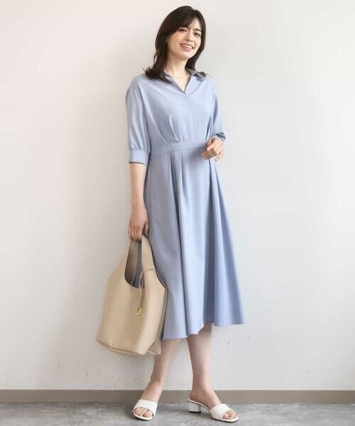 OFUON / オフオン ロング・マキシ丈ワンピース | 六分袖スキッパーワンピース/UVカット/洗濯機で洗える/WEB限定サイズあり | 詳細7