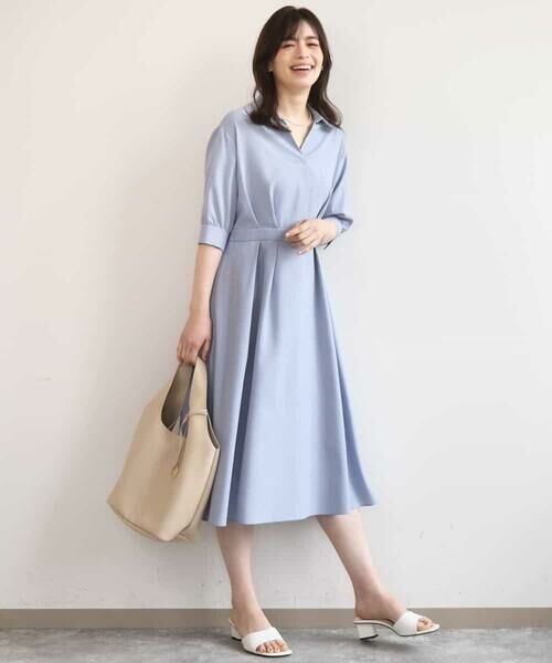 OFUON / オフオン ロング・マキシ丈ワンピース | 六分袖スキッパーワンピース/UVカット/洗濯機で洗える/WEB限定サイズあり | 詳細8