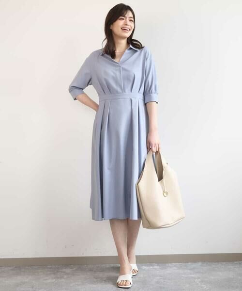 OFUON / オフオン ロング・マキシ丈ワンピース | 六分袖スキッパーワンピース/UVカット/洗濯機で洗える/WEB限定サイズあり | 詳細9