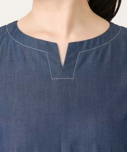 OFUON / オフオン ロング・マキシ丈ワンピース | 配色ステッチ デニムライクワンピース/洗濯機で洗える/WEB限定サイズあり | 詳細10