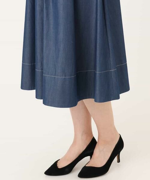 OFUON / オフオン ロング・マキシ丈ワンピース | 配色ステッチ デニムライクワンピース/洗濯機で洗える/WEB限定サイズあり | 詳細14