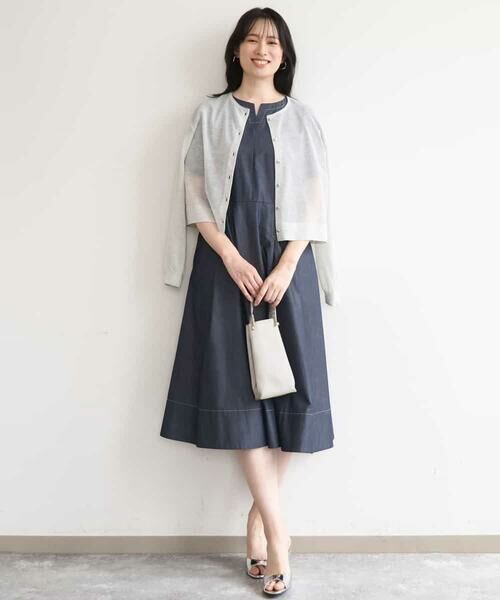 OFUON / オフオン ロング・マキシ丈ワンピース | 配色ステッチ デニムライクワンピース/洗濯機で洗える/WEB限定サイズあり | 詳細2