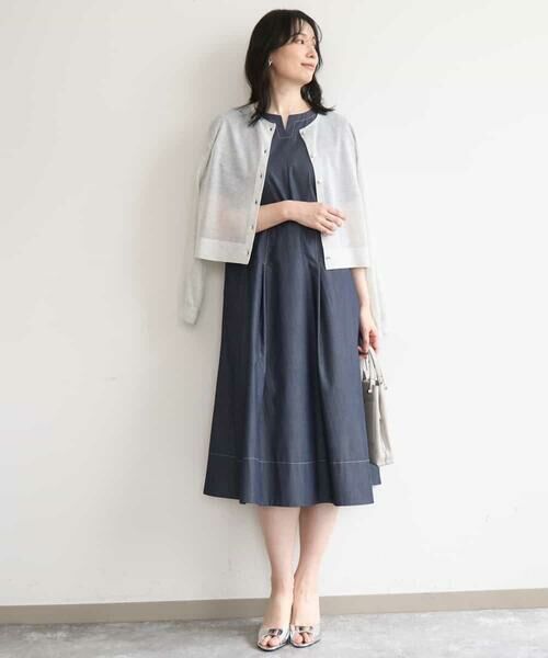 OFUON / オフオン ロング・マキシ丈ワンピース | 配色ステッチ デニムライクワンピース/洗濯機で洗える/WEB限定サイズあり | 詳細4