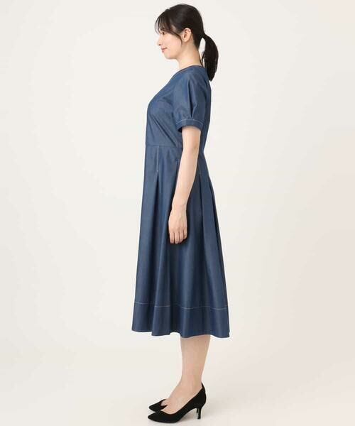 OFUON / オフオン ロング・マキシ丈ワンピース | 配色ステッチ デニムライクワンピース/洗濯機で洗える/WEB限定サイズあり | 詳細8