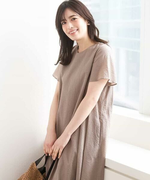 OFUON / オフオン ロング・マキシ丈ワンピース | VネックAラインシルエットワンピース/洗える/WEB限定カラーサイズあり（モカ）