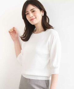 OFUON / オフオン ニット・セーター | ハイゲージボートネック五分袖ニット/接触冷感/洗える/WEB限定サイズあり