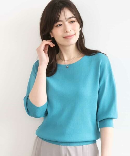 OFUON / オフオン ニット・セーター | ハイゲージボートネック五分袖ニット/接触冷感/洗える/WEB限定サイズあり | 詳細1