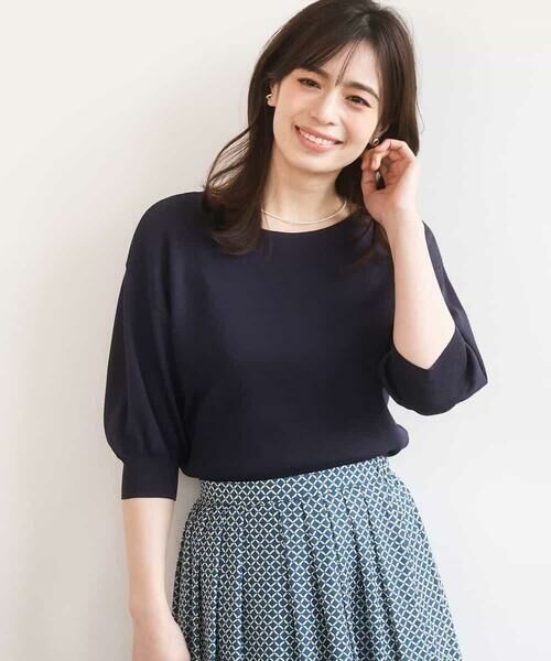 OFUON / オフオン ニット・セーター | ハイゲージボートネック五分袖ニット/接触冷感/洗える/WEB限定サイズあり | 詳細5