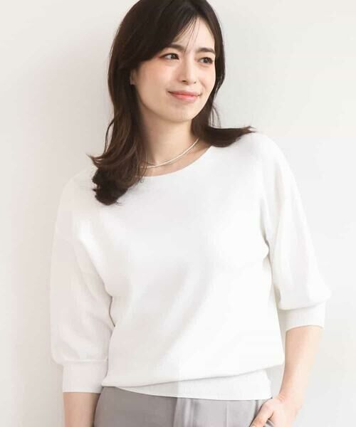 OFUON / オフオン ニット・セーター | ハイゲージボートネック五分袖ニット/接触冷感/洗える/WEB限定サイズあり | 詳細9