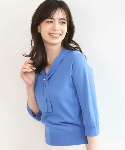 OFUON / オフオン ニット・セーター | ボウタイデザイン六分袖ニット/接触冷感/洗える/WEB限定サイズあり | 詳細11