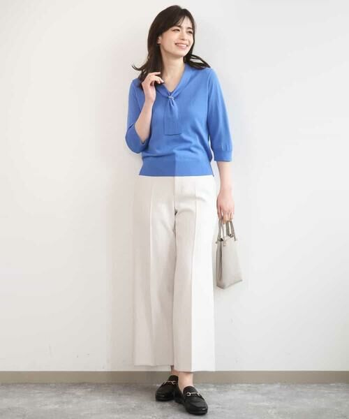 OFUON / オフオン ニット・セーター | ボウタイデザイン六分袖ニット/接触冷感/洗える/WEB限定サイズあり | 詳細13