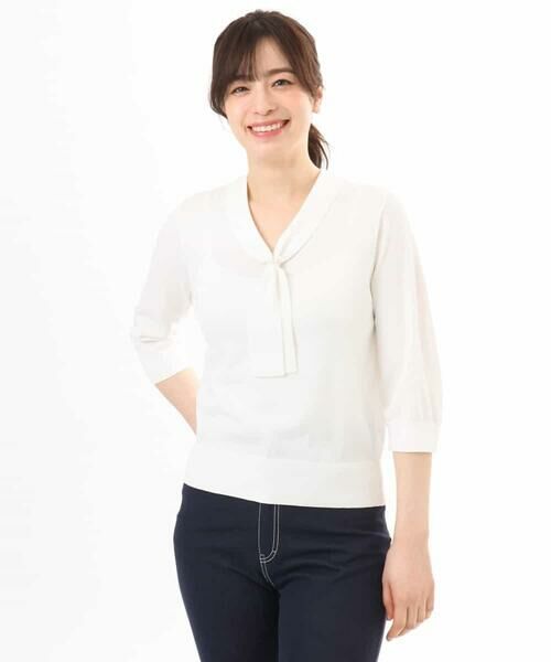 OFUON / オフオン ニット・セーター | ボウタイデザイン六分袖ニット/接触冷感/洗える/WEB限定サイズあり | 詳細27