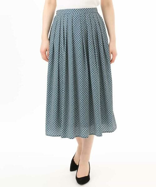 OFUON / オフオン ロング・マキシ丈スカート | ウエストタック格子柄フレアスカート/洗濯機で洗える/セットアップ可 | 詳細1