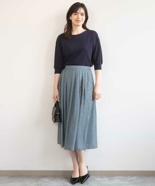 OFUON / オフオン ロング・マキシ丈スカート | ウエストタック格子柄フレアスカート/洗濯機で洗える/セットアップ可 | 詳細23