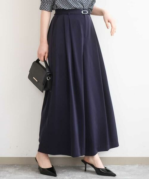 OFUON / オフオン その他パンツ | ストレッチ2タックワイドパンツ/UVカット/接触冷感/洗濯機で洗える/セットアップ可（ネイビー）