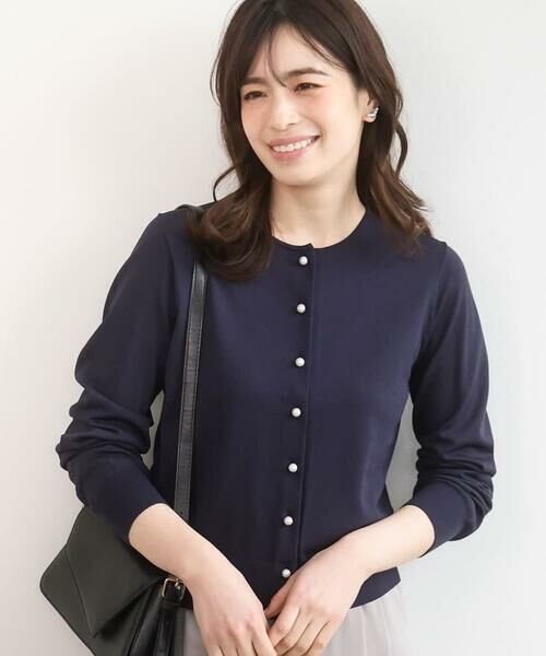 OFUON / オフオン カーディガン・ボレロ | ハイゲージニットコンパクトカーディガン/UVカット/接触冷感/洗える/WEB限定サイズあり（ネイビー）