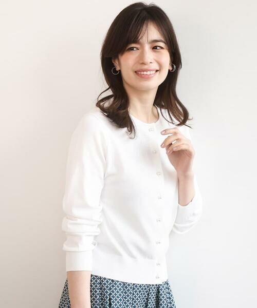 OFUON / オフオン カーディガン・ボレロ | ハイゲージニットコンパクトカーディガン/UVカット/接触冷感/洗える/WEB限定サイズあり（ホワイト）