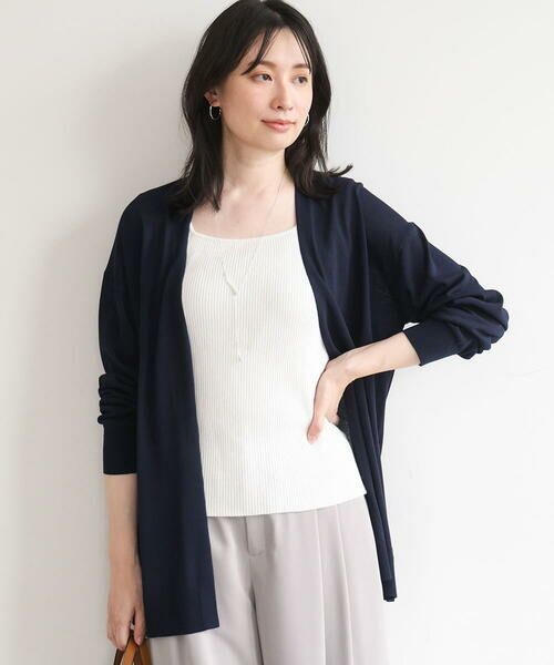 OFUON / オフオン カーディガン・ボレロ | 着流しカーディガン/接触冷感/洗える/WEB限定サイズあり（ネイビー）