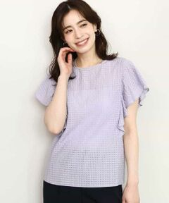 OFUON / オフオン シャツ・ブラウス | シアーチェックフリルブラウス/洗える/WEB限定サイズあり/セットアップ可