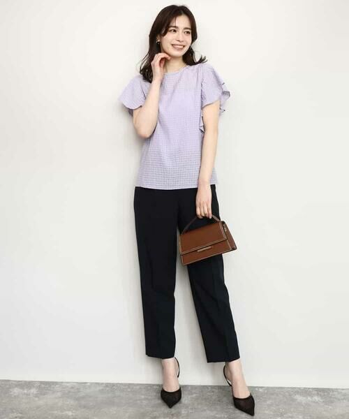 OFUON / オフオン シャツ・ブラウス | シアーチェックフリルブラウス/洗える/WEB限定サイズあり/セットアップ可 | 詳細14